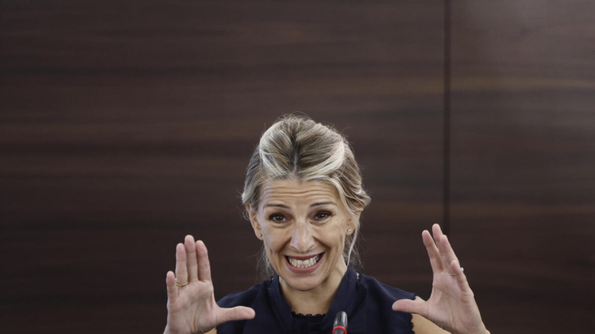 Yolanda Díaz durante la clausura del curso Economía del propósito y cogestión para una economía social y sostenible.