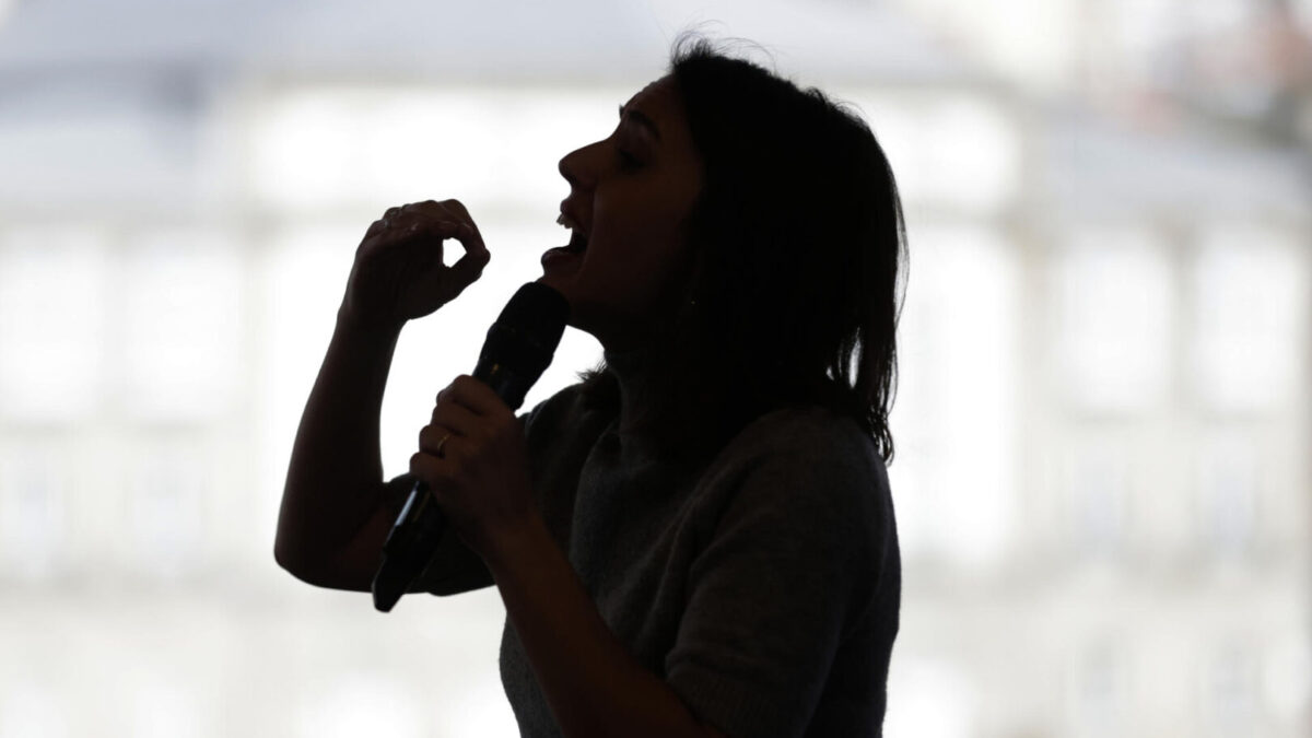 Irene Montero en un acto electoral de Podemos