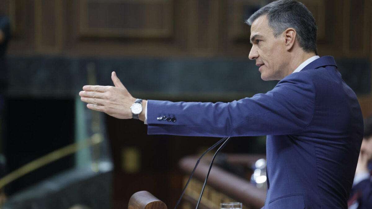 Pedro Sánchez, durante su intervención en el Congreso