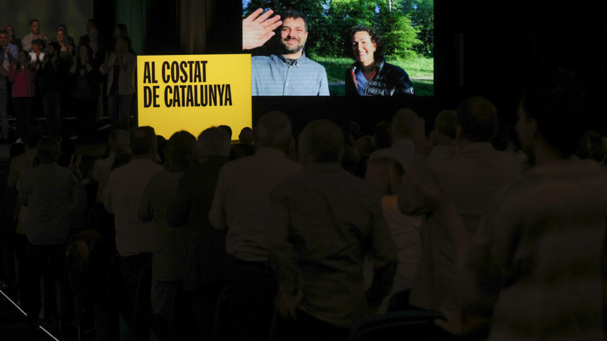 Marta Rovira, durante un acto electoral de ERC, en videconferencia