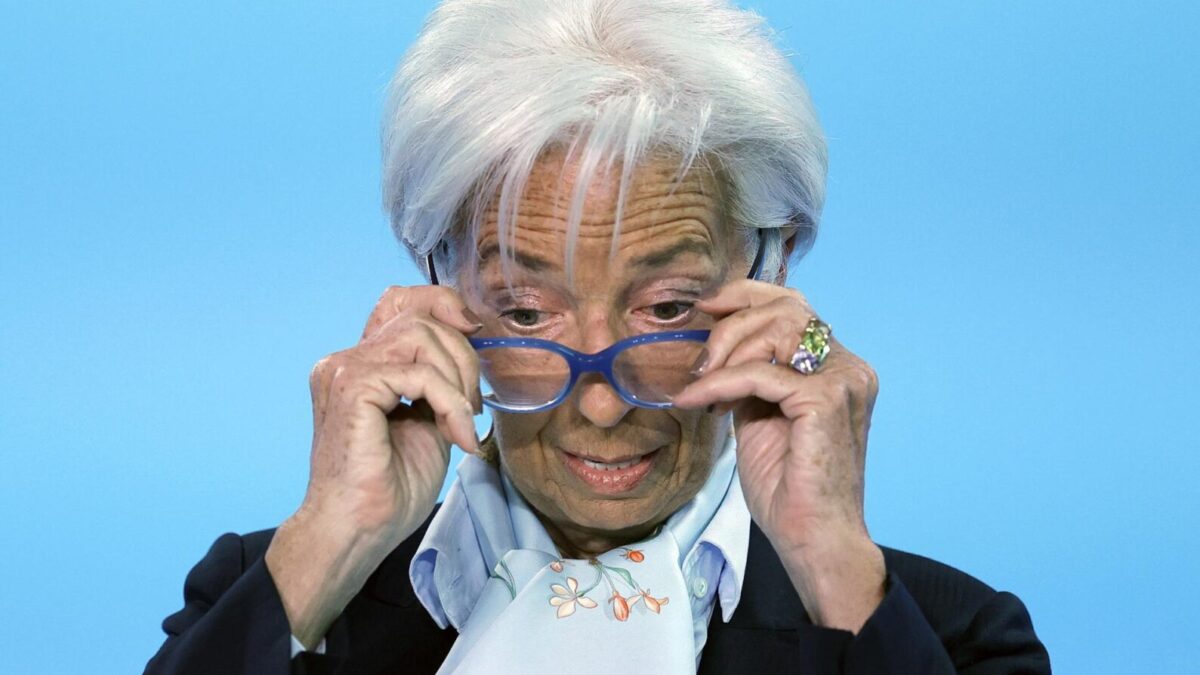 La presidenta del BCE, Christine Lagarde, en una rueda de prensa