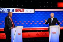 Joe Biden y Donald Trump en el debate de esta pasada noche