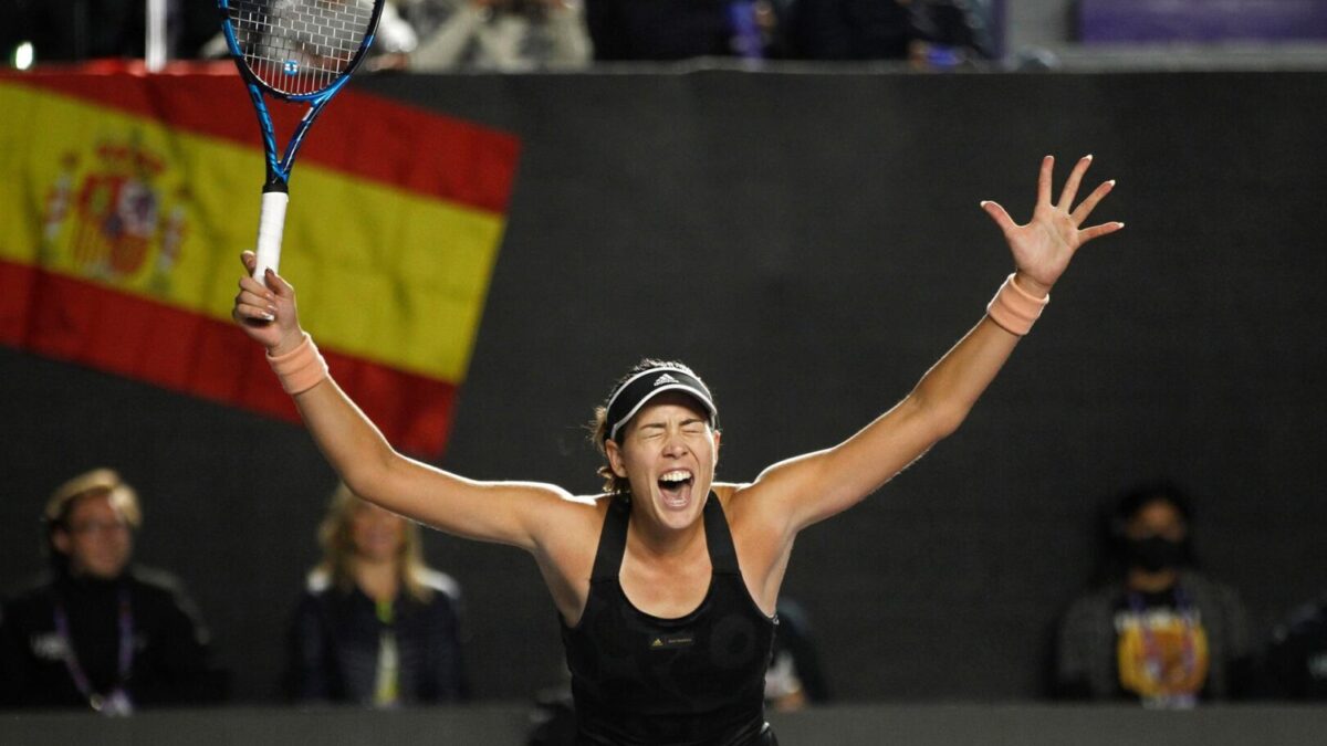 Garbiñe Muguruza celebra un triunfo durante las WTA Finals de 2024