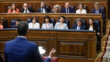 El presidente del Gobierno, Pedro Sánchez, durante una intervención en la sesión de control al Ejecutivo.
