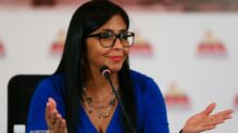 Delcy Rodríguez durante una ponencia