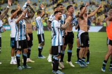 La selección argentina, campeona del mundo de fútbol, celebrando un triunfo