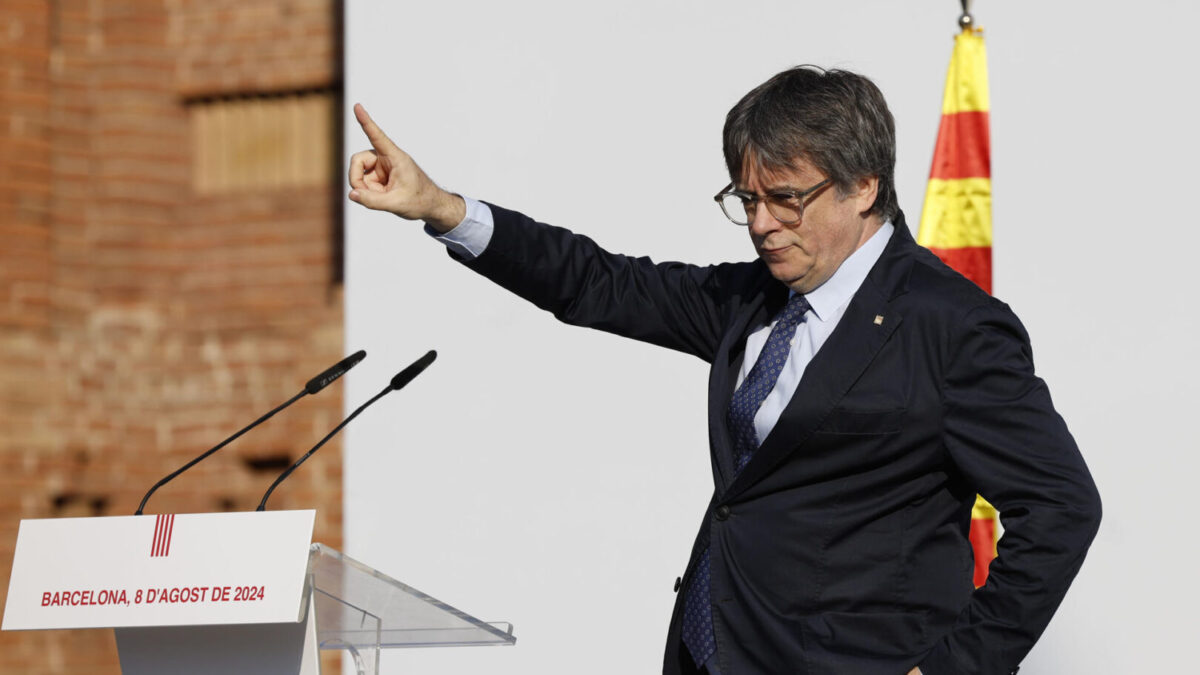Carles Puigdemont, durante su breve aparición en Barcelona