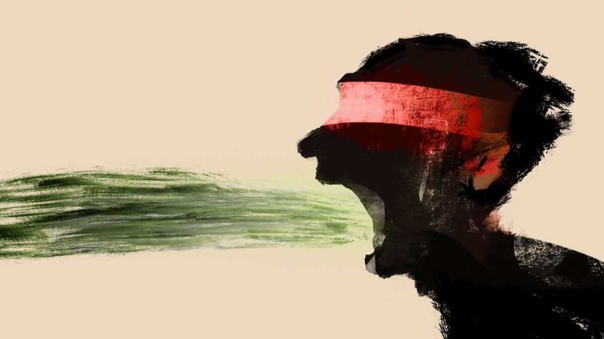 Ilustración expresionista que recrea los delitos de odio