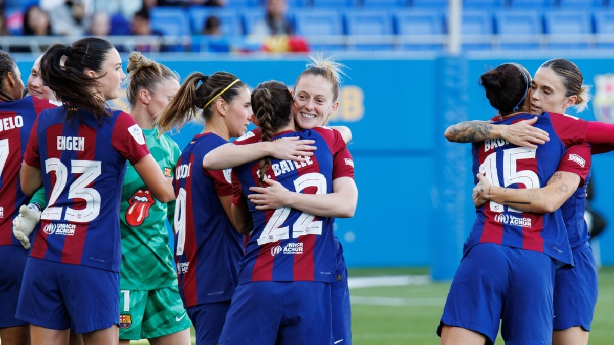 El Barça femenino celebrando un gol