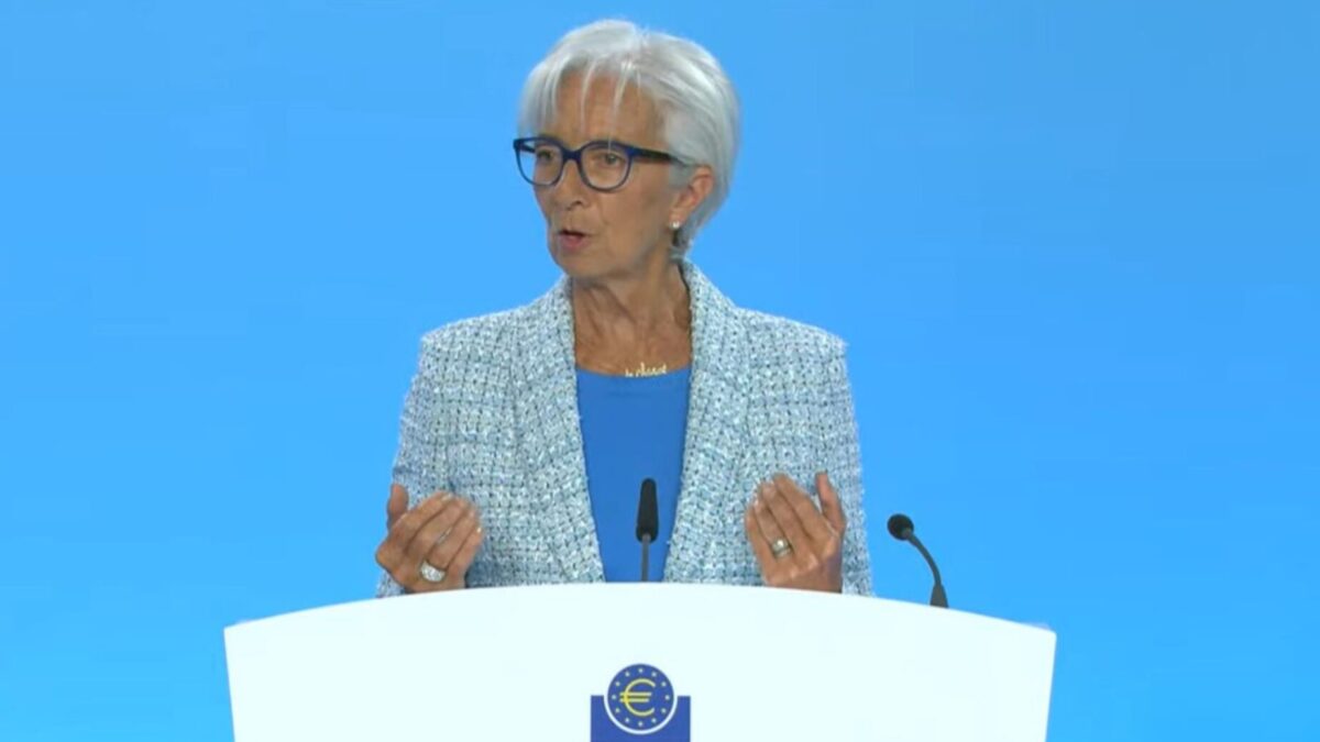 Christine Lagarde, presidenta del Banco Central Europeo en rueda de prensa.