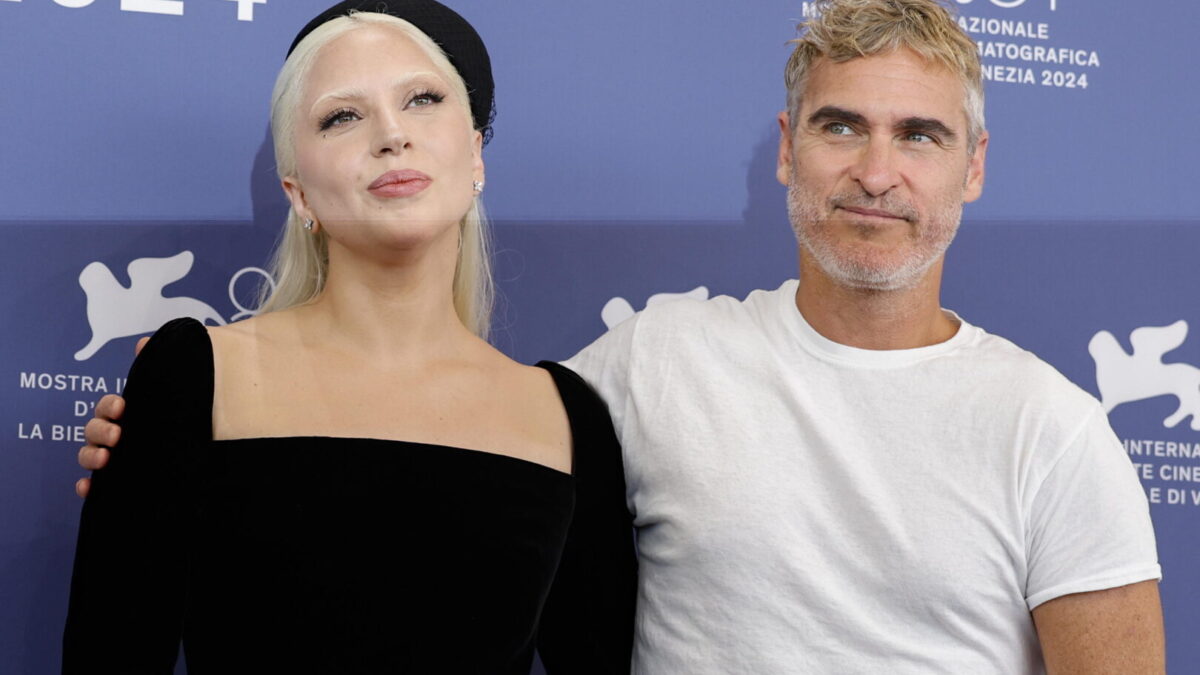 La cantante y actriz Lady Gaga y el actor Joaquin Phoenix durante la presentación de 'Joker: Folie a Deux' en el Festival de Venecia