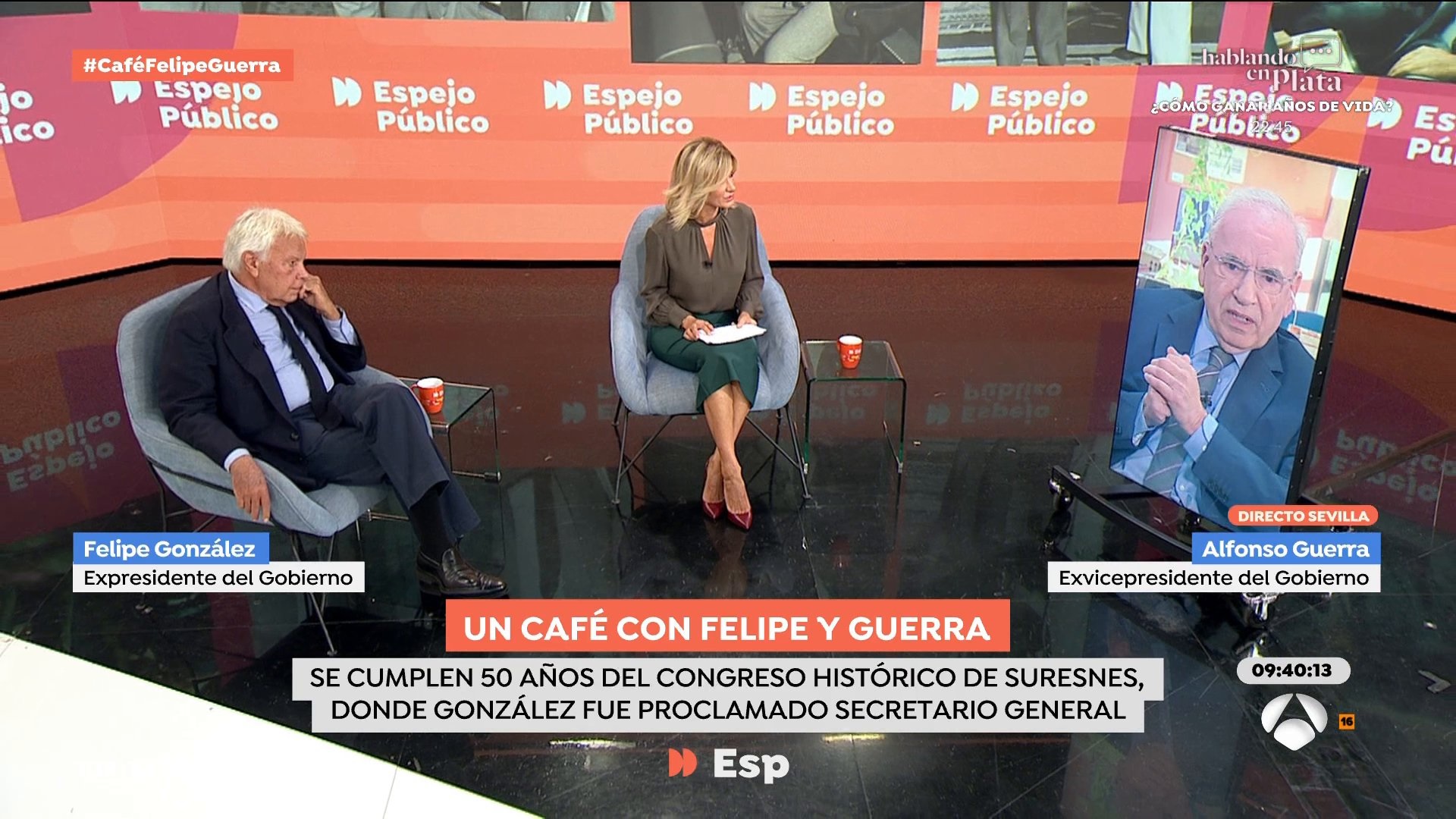 Alfonso Guerra y Felipe González en Espejo Público sobre Pedro Sánchez: "Tengo candidatos para sustituirlo" Alfonso Guerra y Felipe González en Espejo Público sobre Pedro Sánchez: "Tengo candidatos para sustituirlo"