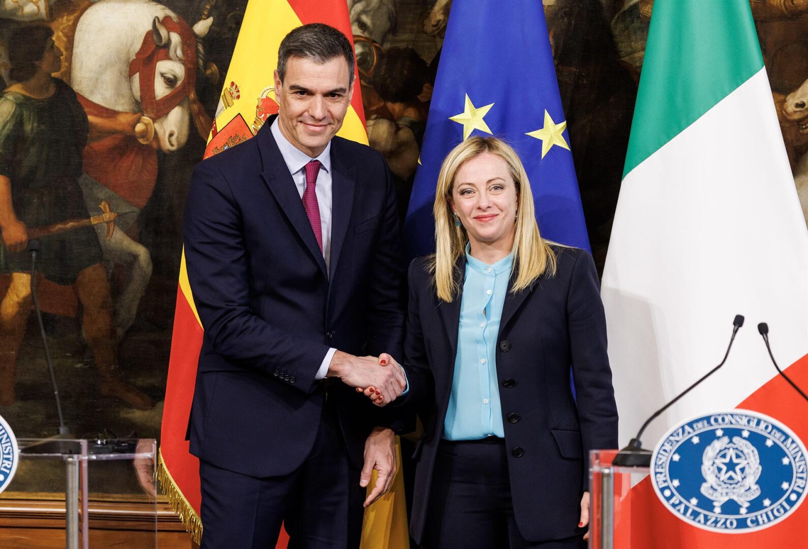 Pedro Sánchez y Giorgia Meloni