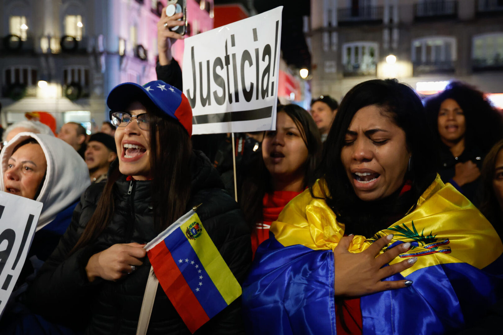 Manifestación en Madrid para apoyar al candidato opositor Edmundo González tras ser elegido presidente electo de Venezuela.
