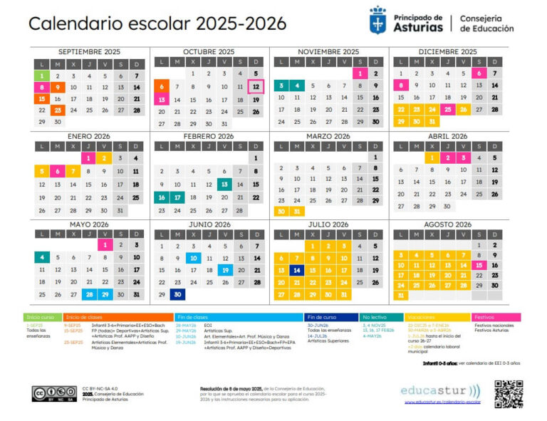 Asturias calendario escolar 2025