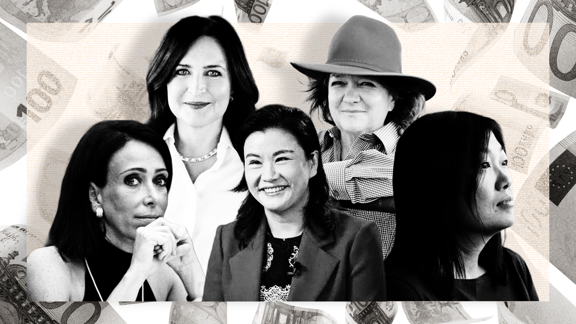 De dcha. a izq., María Asunción Aramburuzabala, Renata Kellnerová, Zhou Qunfei, Gina Rinehart y Tatyana Kim.