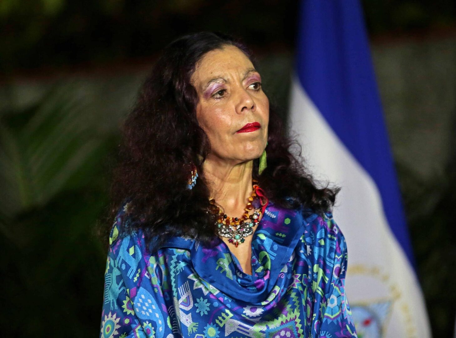 La presidenta nicaragüense, Rosario Murillo, durante un acto en Managua (Nicaragua).