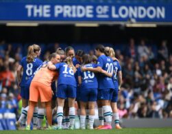 Las jugadoras del Chelsea antes de un partido