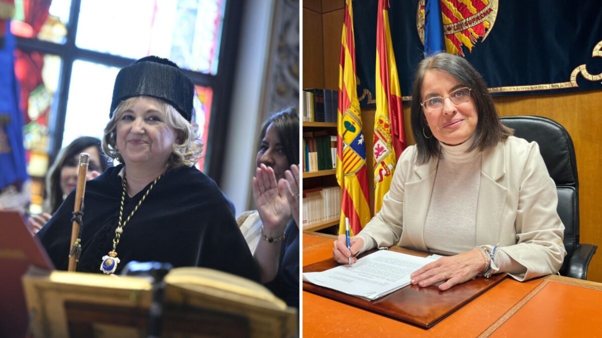 Rosa Bolea, rectora de la Universidad de Zaragoza, y Concepción Gimeno, Justicia de Aragón