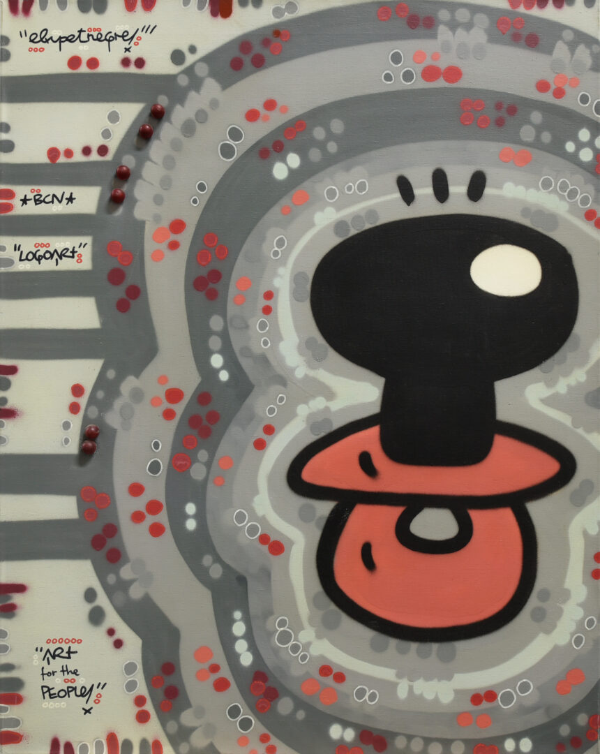 EL XUPET NEGRE. Arte para el pueblo, s.f. Acrílico, collage y aerosol sobre lienzo. Artrust.Ch © Cortesía del artista.