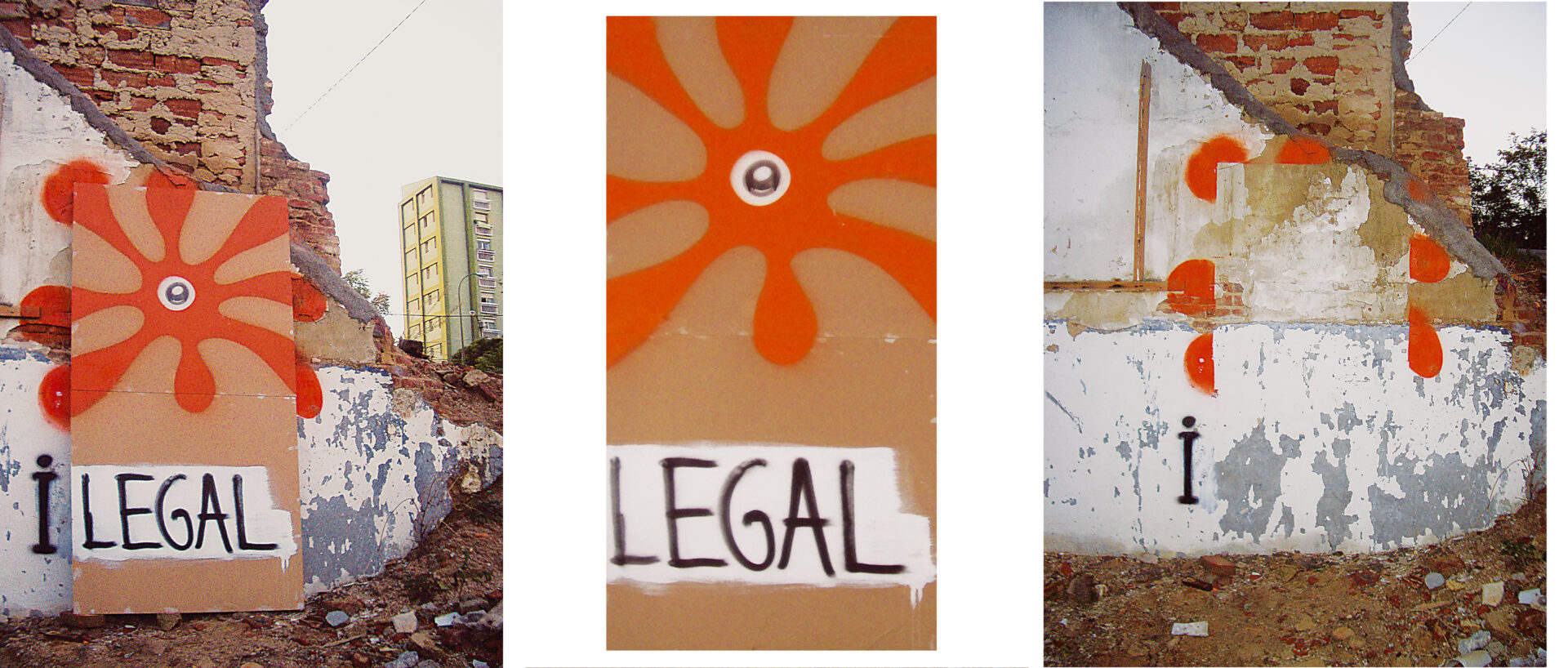 SUSO33. i-Legal, 2004. Aerosol sobre madera y calle y fotografías. Cortesía del artista © SUSO33, VEGAP, Madrid, 2026.