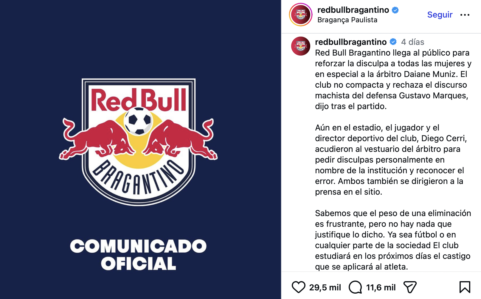 Comunicado Red Bull Bragantino