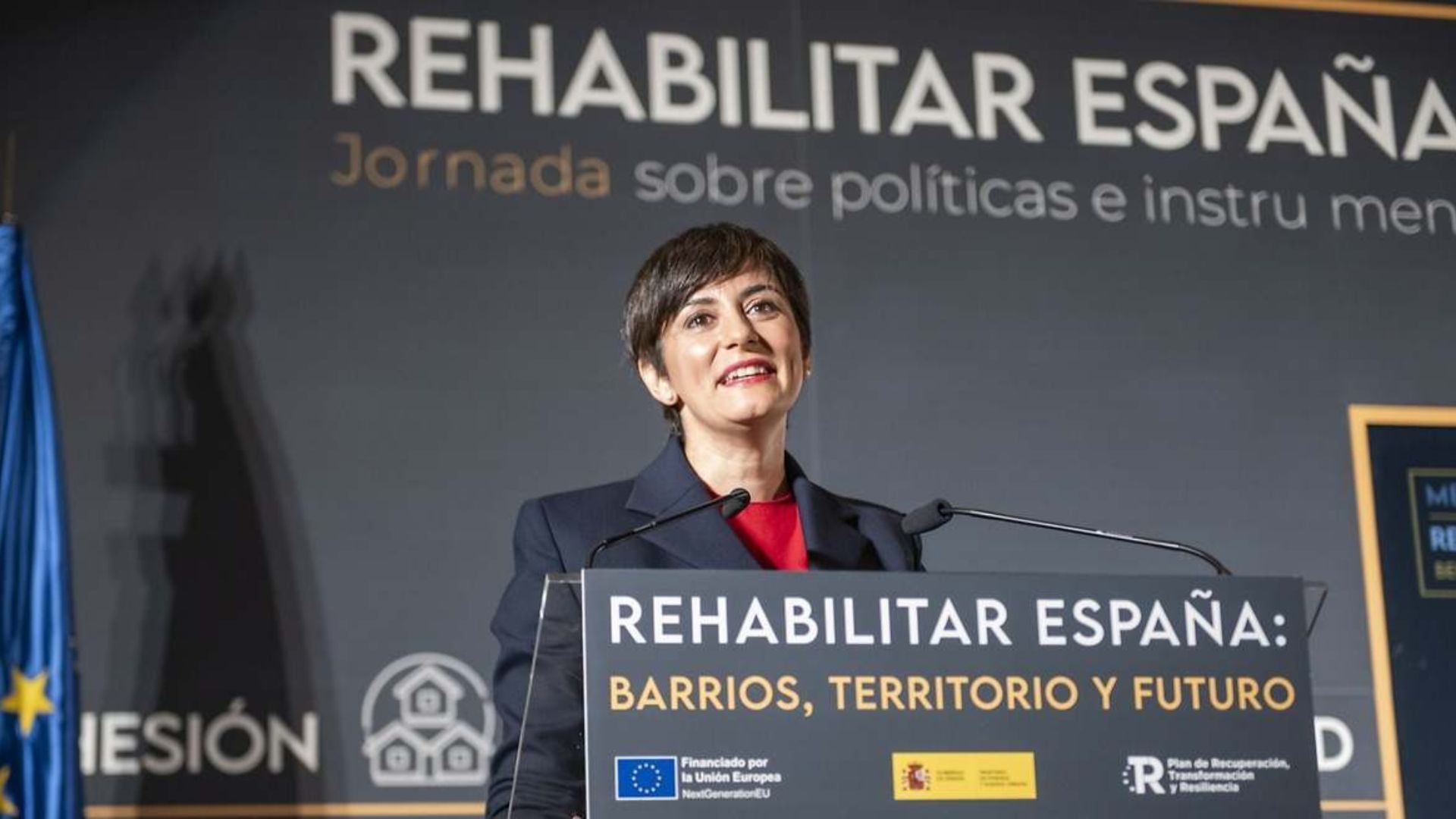 La ministra de Vivienda y Agenda Urbana, Isabel Rodríguez, interviene en la jornada 'Rehabilitar España barrios, territorio y futuro'. En Albacete. - VÍCTOR FERNÁNDEZEUROPA PRESS - Archivo