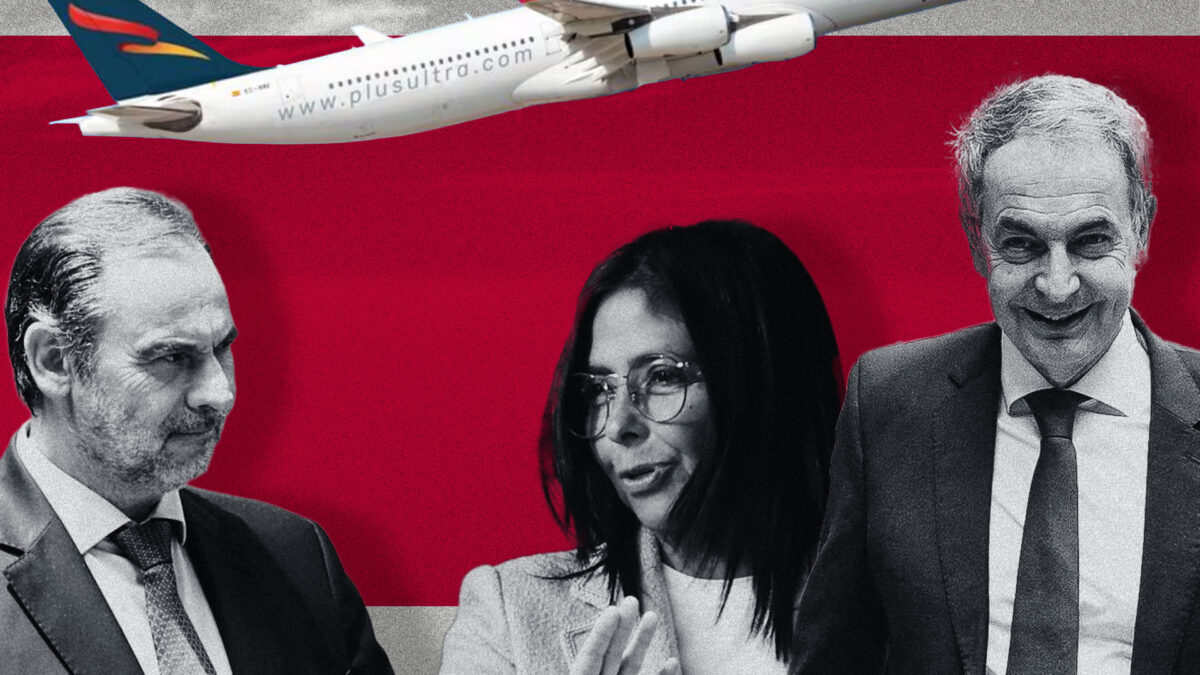 José Luis Ábalos, Delcy Rodríguez y José Luis Rodríguez Zapatero.