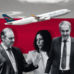 José Luis Ábalos, Delcy Rodríguez y José Luis Rodríguez Zapatero.