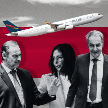 José Luis Ábalos, Delcy Rodríguez y José Luis Rodríguez Zapatero.