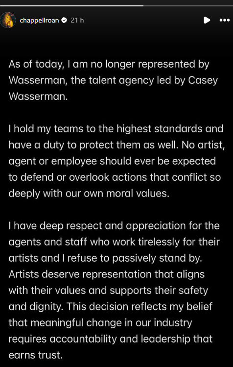 El comunicado que ha compartido Chappell Roan en su cuenta de Instagram