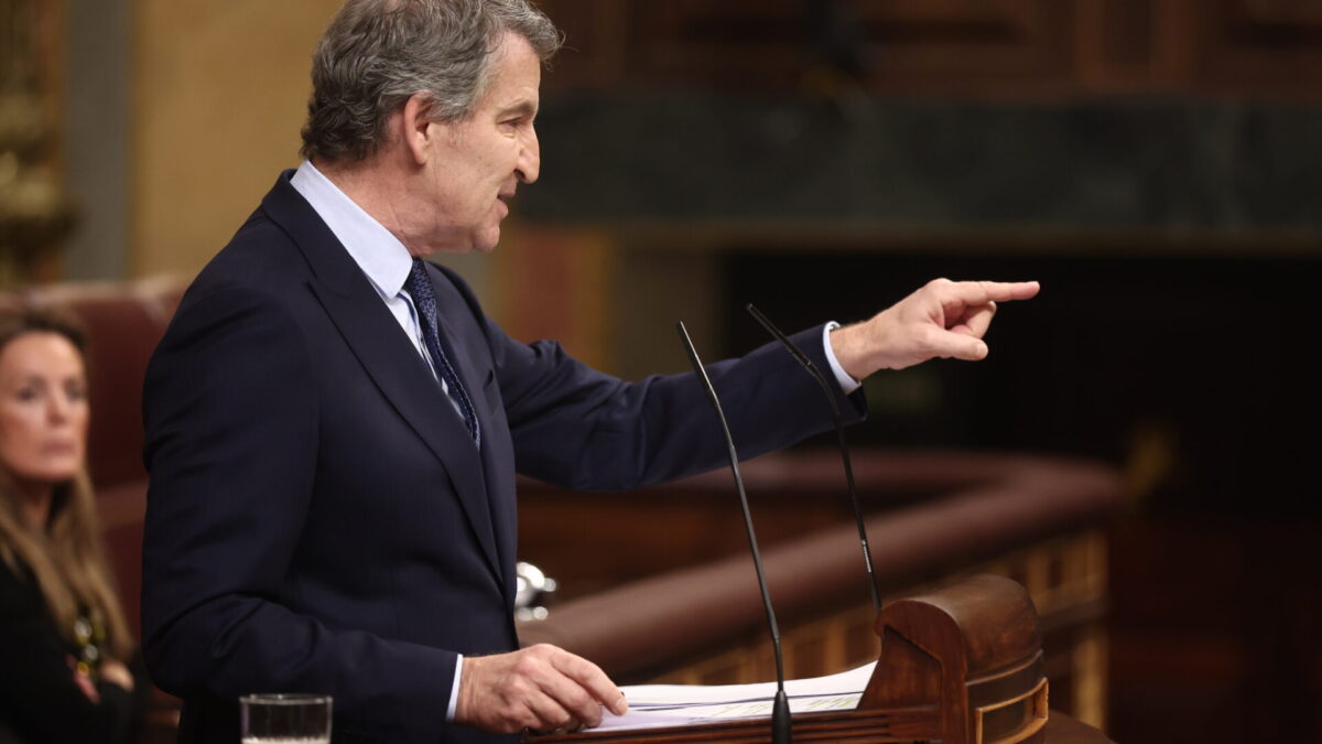 El líder del Partido Popular, Alberto Núñez Feijóo, en el Congreso de los Diputados
