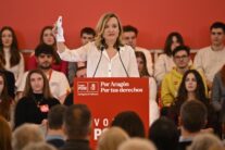 La secretaria general del PSOE Aragón, Pilar Alegría, durante el cierre de campaña