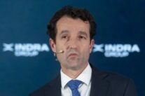 Ángel Escribano, durante una rueda de prensa, en la sede de Indra, a 26 de febrero de 2025, en Madrid (España).