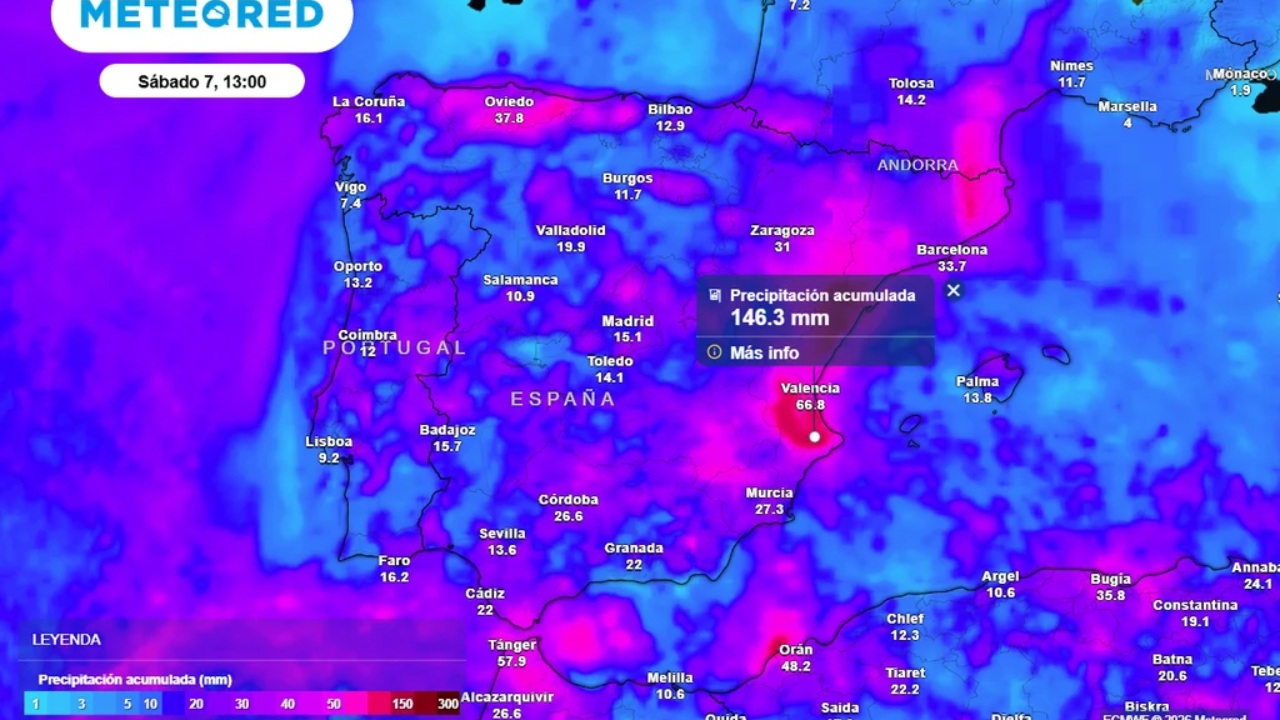 La borrasca Regina dejará lluvias de más de 50 l/m2 en ocho comunidades durante seis días seguidos La borrasca Regina dejará lluvias de más de 50 l/m2 en ocho comunidades durante seis días seguidos