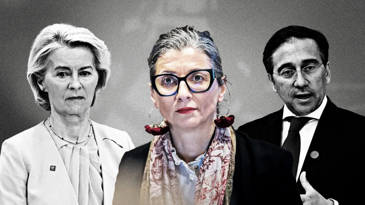 Ursula Von der Leyen, Francesca Albanese y José Manuel Albares