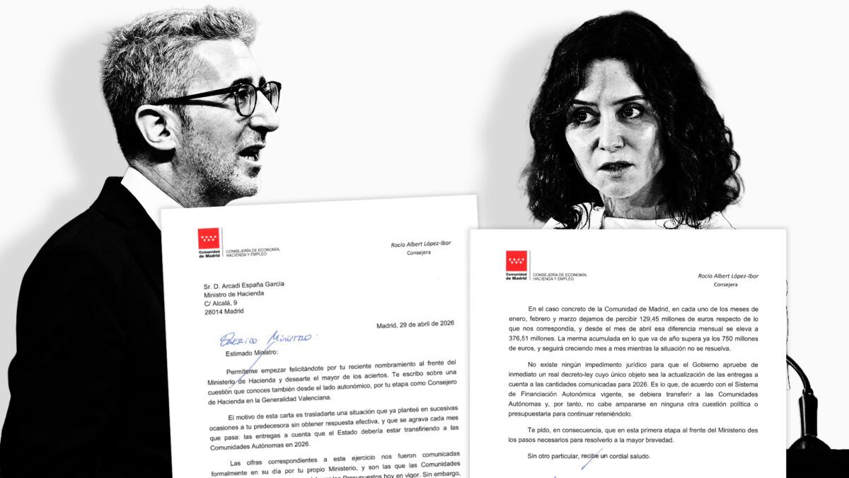 La carta de la Consejería de Hacienda de Madrid a Arcadi España.