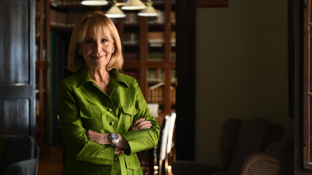 PALMA, 18/09/2025.- La expresidenta del Senado y de la Comunidad de Madrid, Esperanza Aguirre, durante unas declaraciones a EFE en el Círculo Mallorquín, donde presenta hoy viernes su libro 'Una liberal en política'. EFE/Miquel A. Borràs