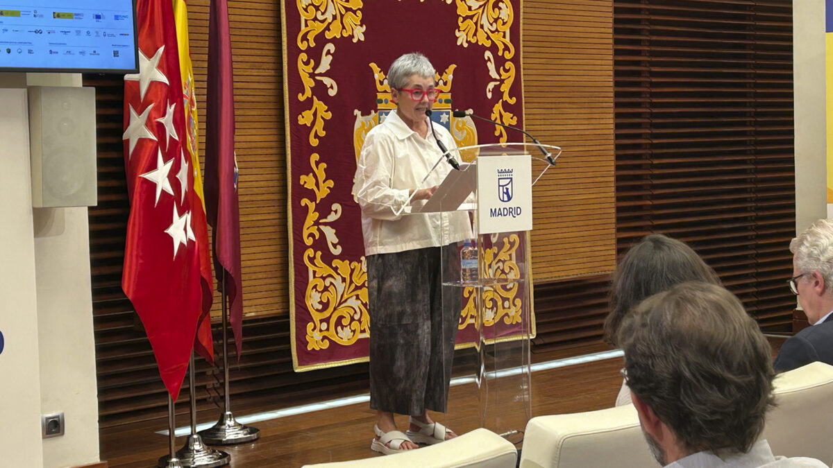 Eva Orúe en la presentación de la Feria del Libro en el Ayuntamiento de Madrid