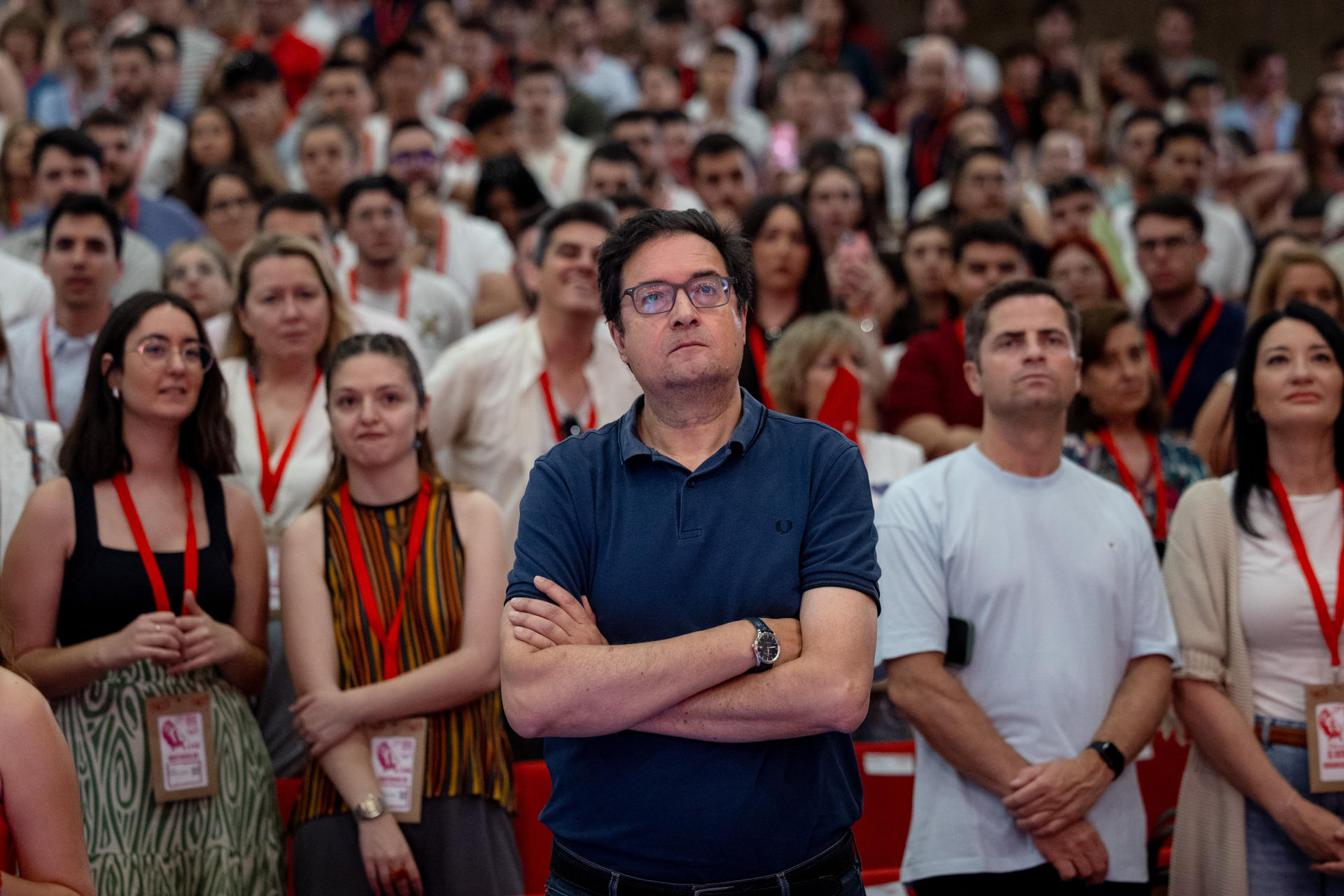 MADRID, 31/05/2026.- El secretario general del PSOE de la Comunidad de Madrid, Óscar López asiste a la clausura del 27ª Congreso de JSE, este domingo en Madrid. EFE/Daniel González