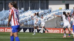 Caroline Weir celebrando su gol ante el Atlético de Madrid en el encuentro de la jornada 28 de la Liga F Moeve