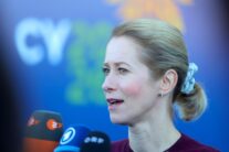 Limassol (Cyprus), 28/05/2026.- Vice-President of the European Commission Kaja Kallas speaks to the media before the Gymnich Meeting of Foreign Affairs Ministers at the port in Limassol, Cyprus, 28 May, 2026. The Foreign Ministers they will discuss current regional issues, including security and defense. (Chipre) EFE/EPA/George Christophorou