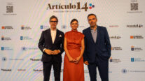 Luis de la Matta, director de comunicación de Alberto Núñez Feijóo junto a Pilar Gómez y José Sánchez Arce