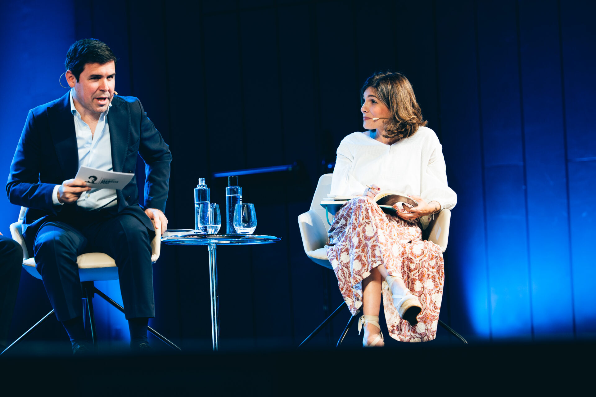Jesús Ángel Pindado y Yara Ramos, durante la presentación del libro de la vida de Marcos Pou