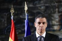 ROME (Italy), 27/05/2026.- Spain's Prime Minister Pedro Sanchez speaks during a press conference at the Spanish Embassy to the Holy See, in Rome, Italy, 27 May 2026. The Spanish prime minister is visiting Rome and the Vatican on 27 May, ahead of the Popes upcoming Apostolic Journey to Spain, scheduled from 6 to 12 June 2026. (Santa Sede, Italia, España, Roma) EFE/EPA/FABIO FRUSTACI