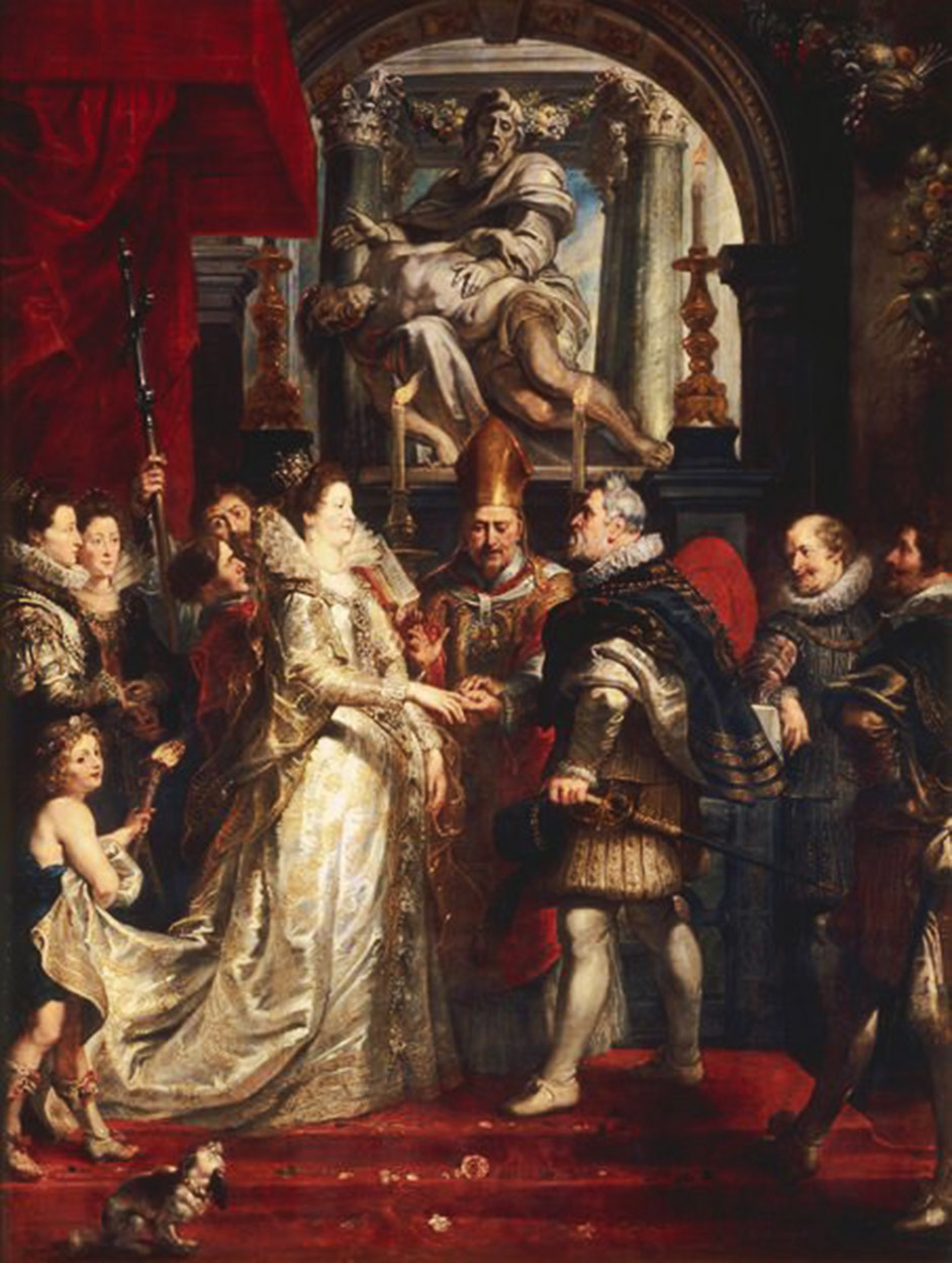 Rey Enrique IV de Francia y María de Médici, padres de Isabel de Borbón