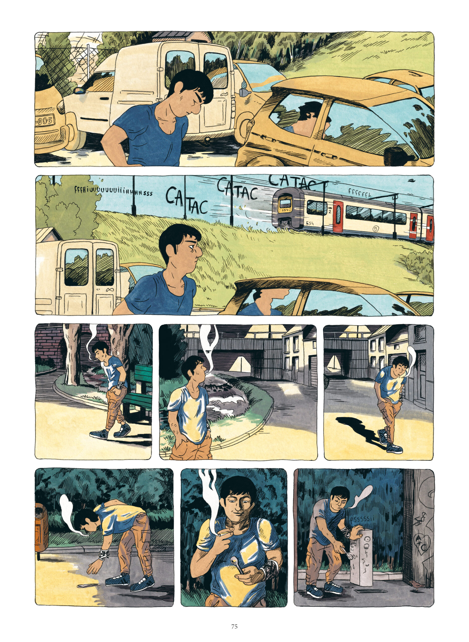 Imagen de la novela gráfica 'Moheeb en el aparcamiento', de Clara Lodewick