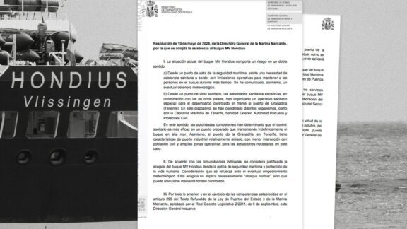 La resolución de la Marina Mercante que impuso el fondeo.