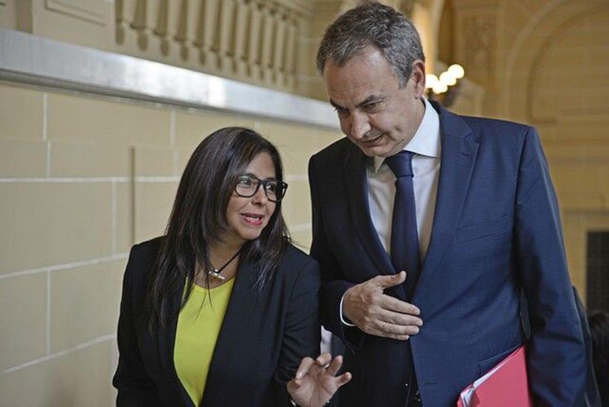 Delcy Rodríguez y José Luis Rodríguez Zapatero.