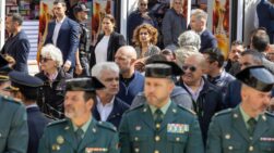 María Jesús Montero en la misa funeral en honor a los dos agentes de la Guardia Civil fallecidos en Huelva